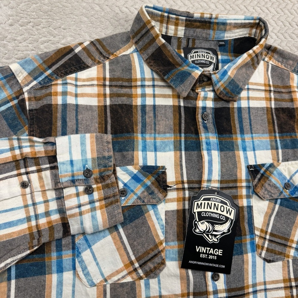 Angry Minnow Clothing Adult XXXL flannel NWT Long Sleeve Up North Cabin - Picture 2 of 14